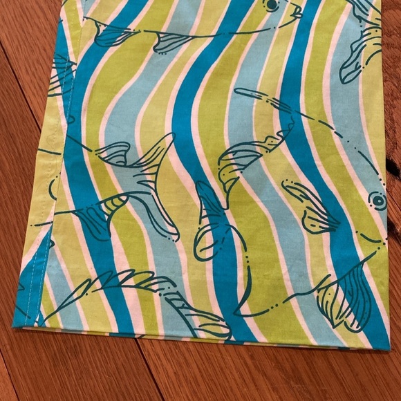 Lilly Pulitzer Vtg Fish Print Crop Pant Womens Size 10 Green Blue Funky Retro - Picture 6 of 8